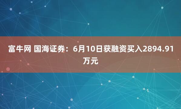 富牛网 国海证券：6月10日获融资买入2894.91万元