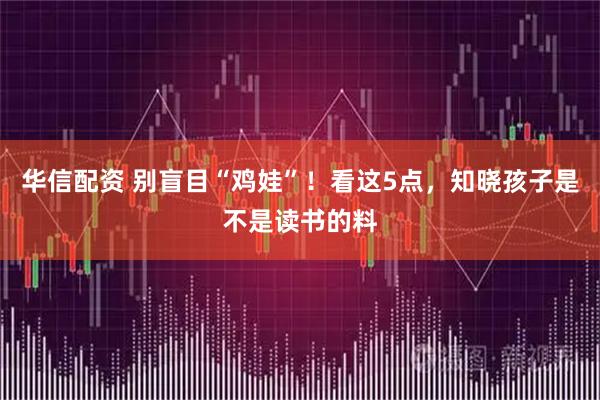 华信配资 别盲目“鸡娃”！看这5点，知晓孩子是不是读书的料