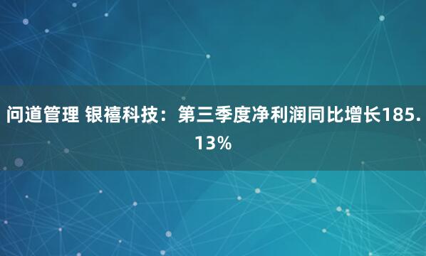 问道管理 银禧科技：第三季度净利润同比增长185.13%